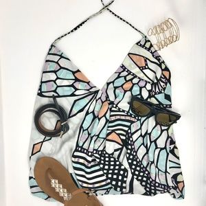 Patterned Halter Top Blouse